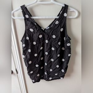 Old Navy Black and White Polka Dot V-Neck Top
